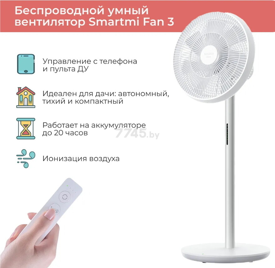 Вентилятор напольный SMARTMI Standing Fan 3 (ZLBPLDS05ZM) - Фото 4